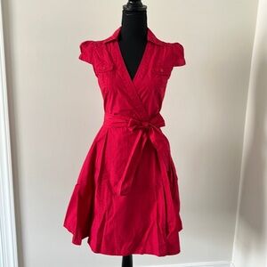 Red wrap shirtdress